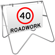 40KM Roadwork - Swing Stand & Sign