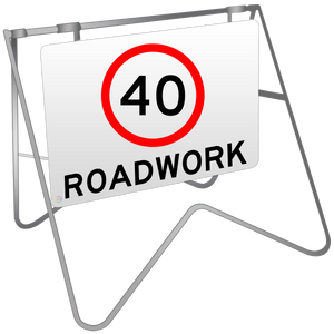 40KM Roadwork - Swing Stand & Sign