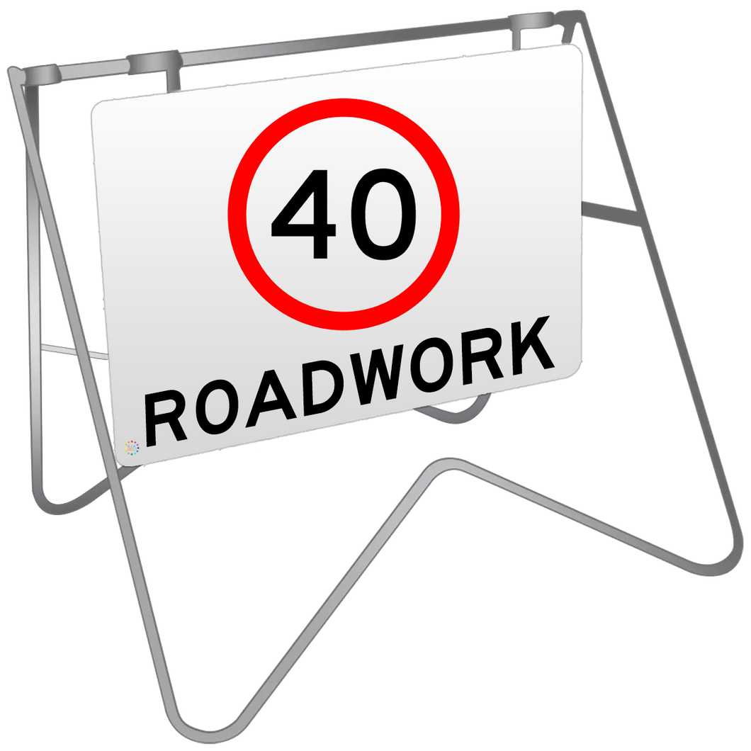 40KM Roadwork - Swing Stand & Sign