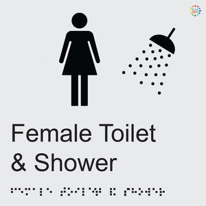 Female Toilet & Shower - Braille and Tactile Sign