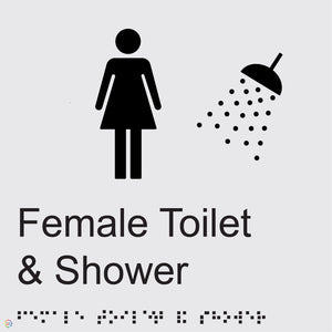 Female Toilet & Shower - Braille and Tactile Sign