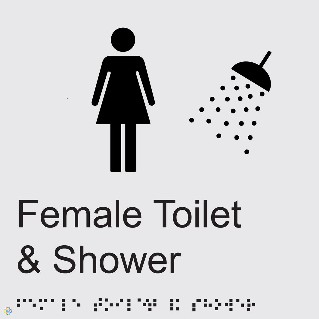 Female Toilet & Shower - Braille and Tactile Sign