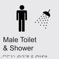 Male Toilet & Shower - Braille and Tactile Sign