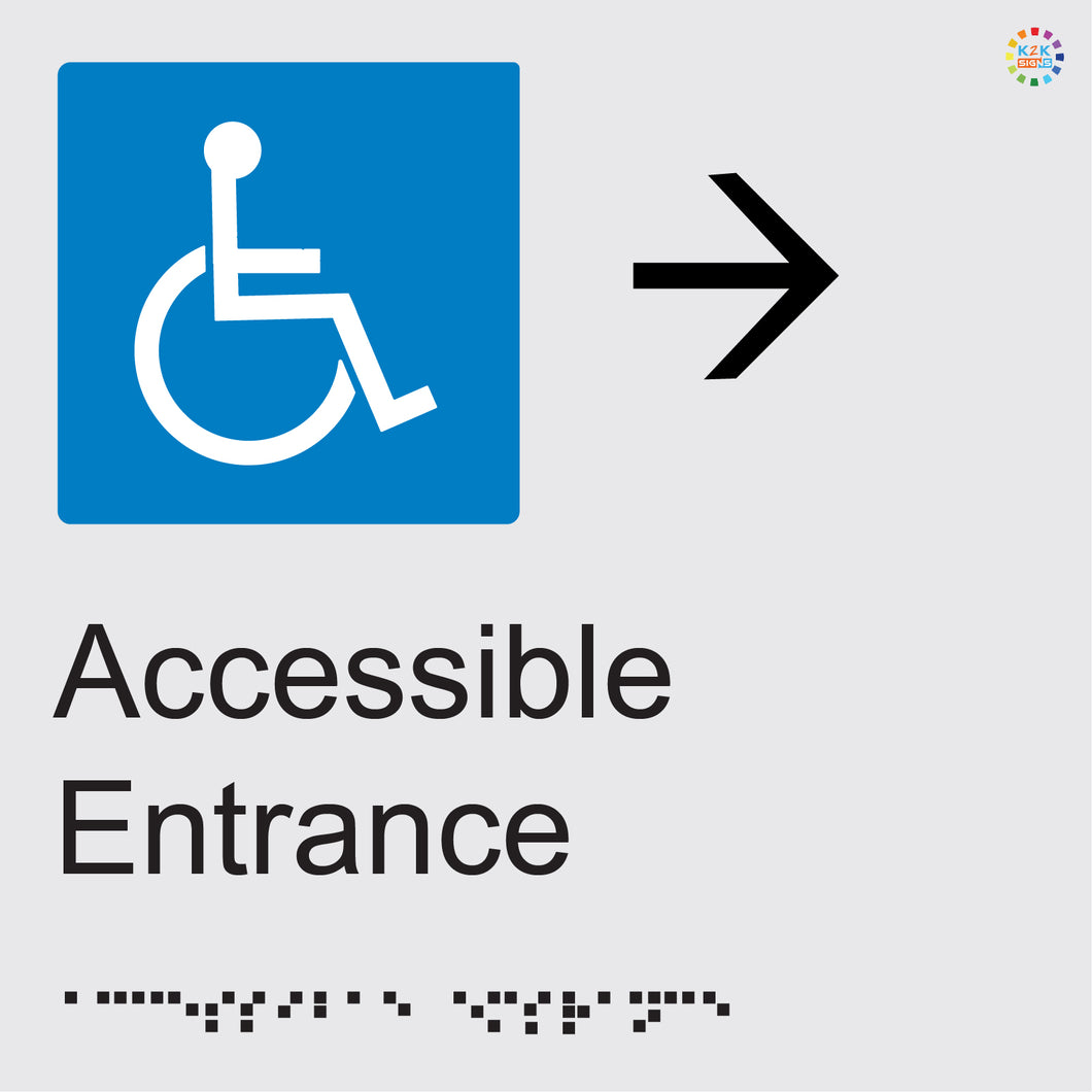 Accessible Entrance (Right) - Braille and Tactile Sign