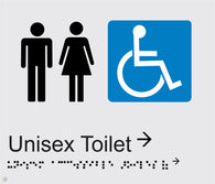 Unisex Toilets (Right) - Braille and Tactile Sign