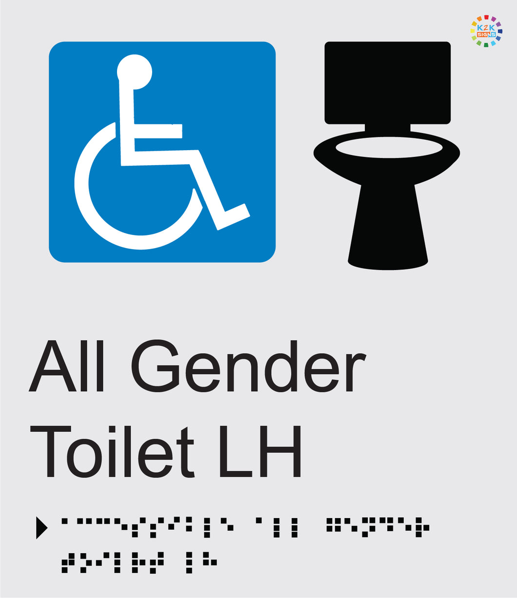 All Gender Toilet LH - Braille and Tactile Sign