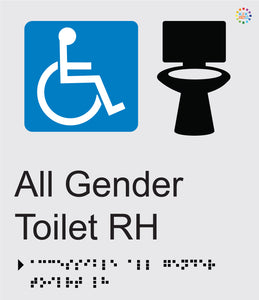 All Gender Toilet RH - Braille and Tactile Sign