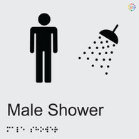 Male Shower - Braille and Tactile Sign