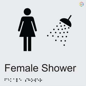 Female Shower - Braille and Tactile Sign