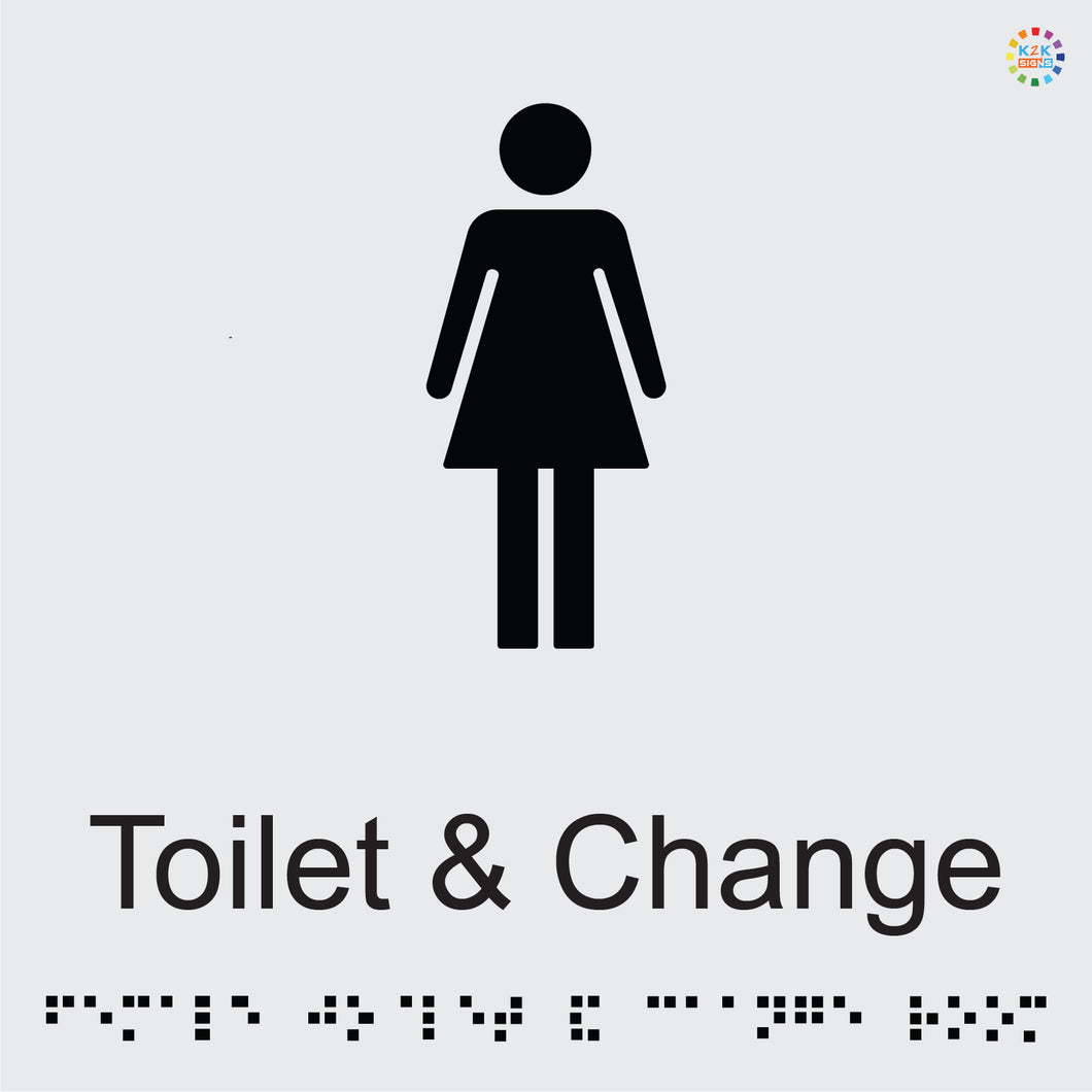 Female Toilet & Change - Braille and Tactile Sign