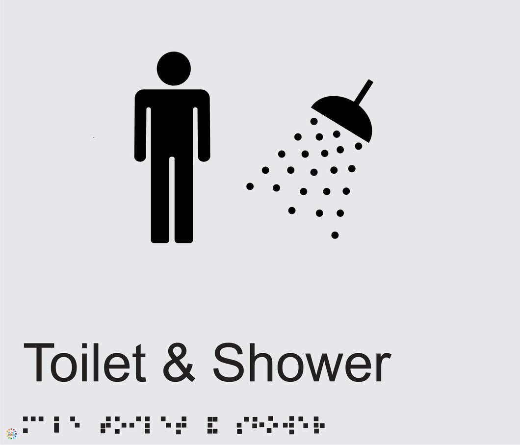 Male Toilet & Shower - Braille and Tactile Sign