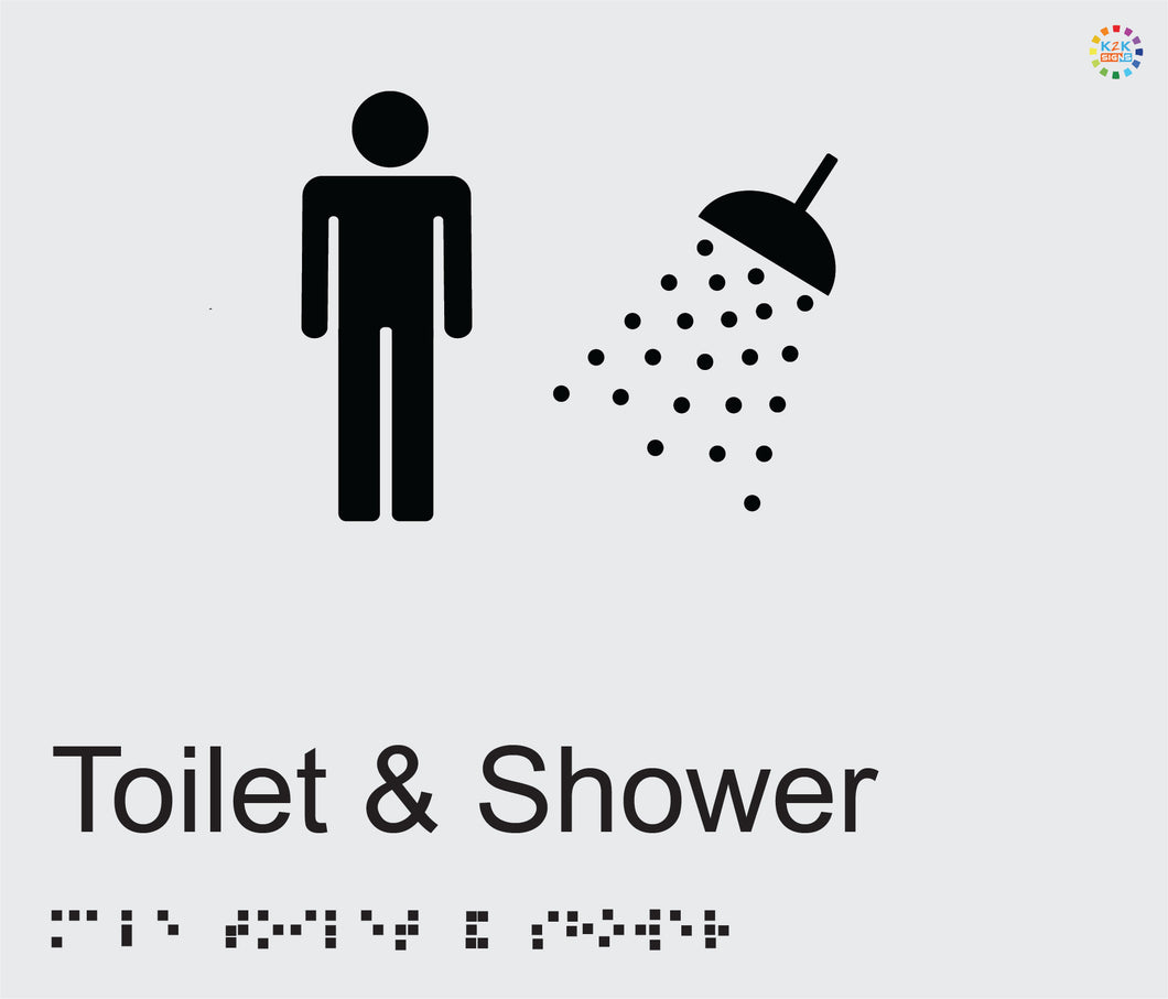 Male Toilet & Shower - Braille and Tactile Sign