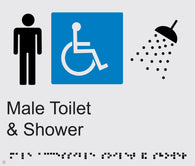 Male Disabled Toilet & Shower - Braille and Tactile Sign