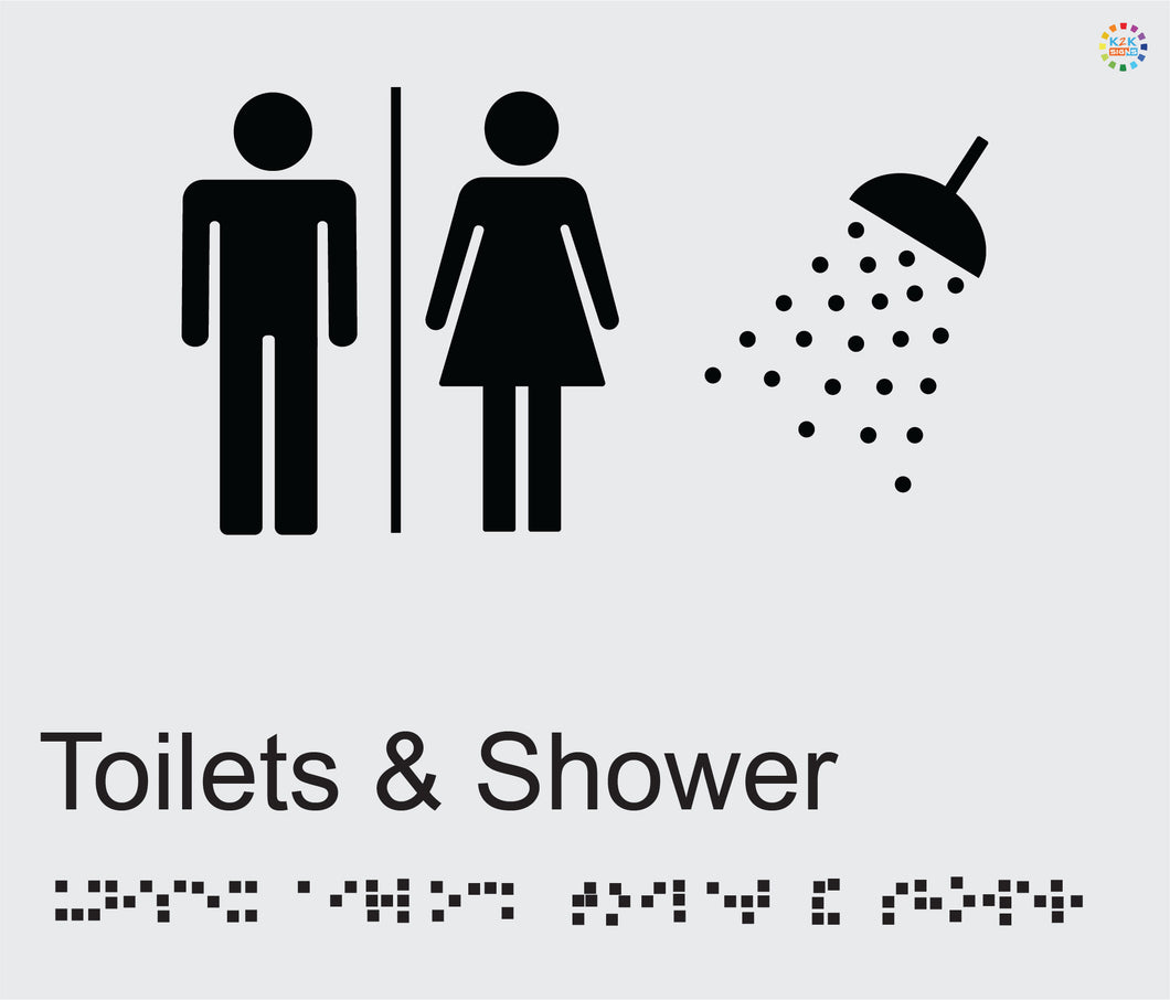 Male Female Toilets & Shower - Braille and Tactile Sign