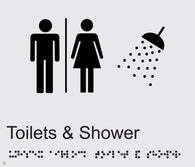 Male Female Toilets & Shower - Braille and Tactile Sign