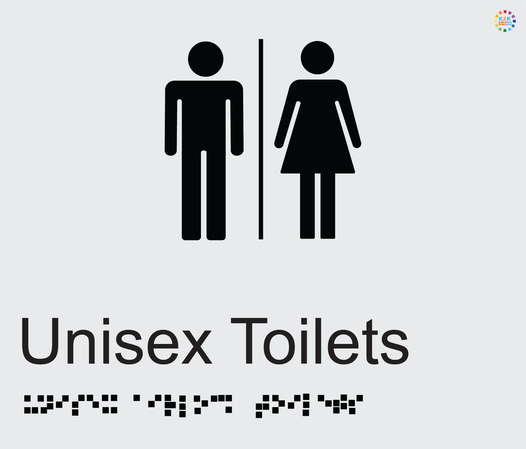 Unisex Toilets - Braille and Tactile Sign