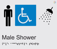 Male Disabled Shower - Braille and Tactile Sign