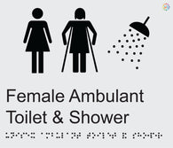 Female Ambulant Toilet & Shower - Braille and Tactile Sign