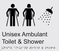 Unisex Ambulant Toilet & Shower - Braille and Tactile Sign