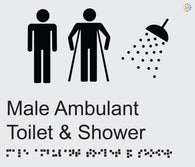 Male Ambulant Toilet & Shower - Braille and Tactile Sign