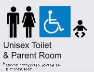 Unisex Toilet & Parent Room - Braille and Tactile Sign