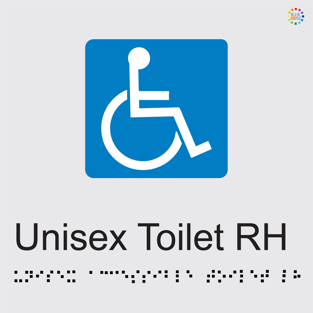 Disabled Unisex Toilet RH - Braille and Tactile Sign