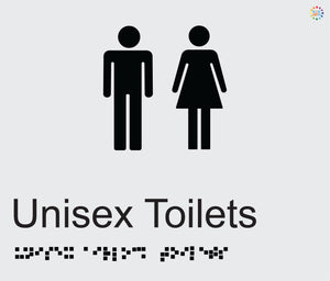 Unisex Toilets - Braille and Tactile Sign