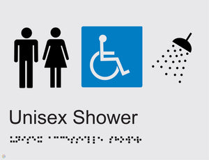 Unisex Disabled Shower - Braille and Tactile Sign