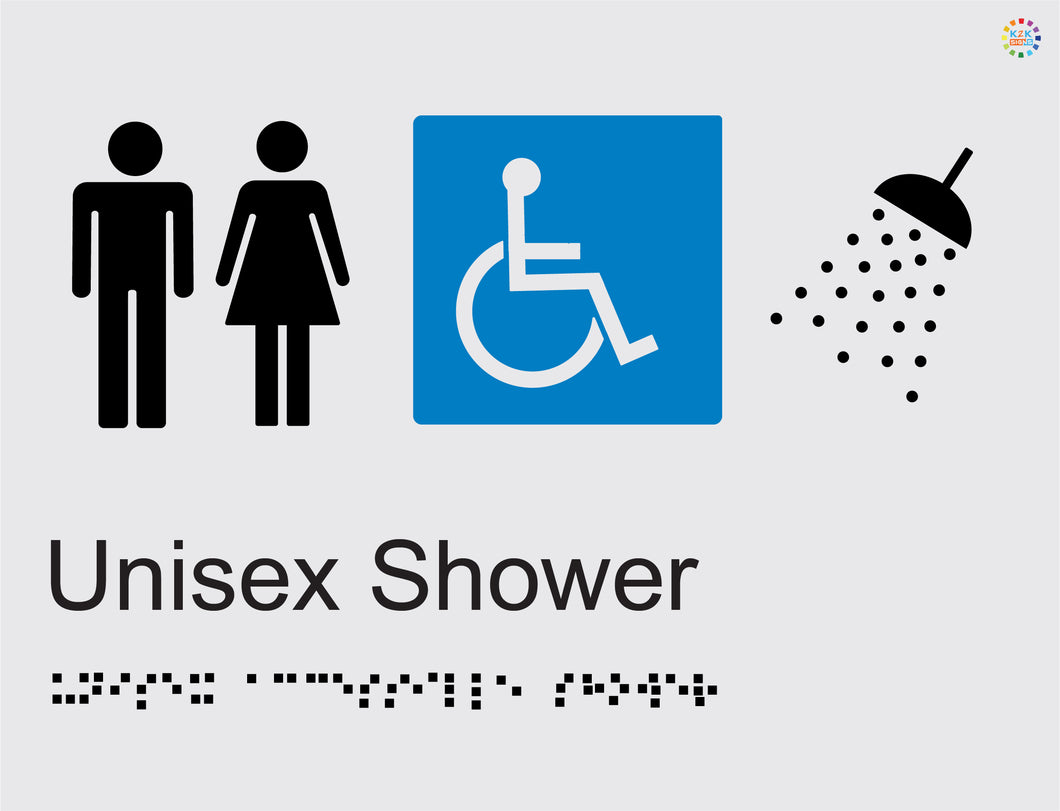 Unisex Disable Shower - Braille and Tactile Sign