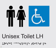 Unisex Accessible Toilet LH - Braille and Tactile Sign