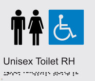 Unisex Accessible Toilet RH - Braille and Tactile Sign