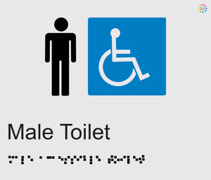 Male Accessible Toilet - Braille and Tactile Sign