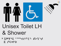 Unisex Disable Shower LH - Braille and Tactile Sign