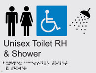 Unisex Disable Shower RH - Braille and Tactile Sign