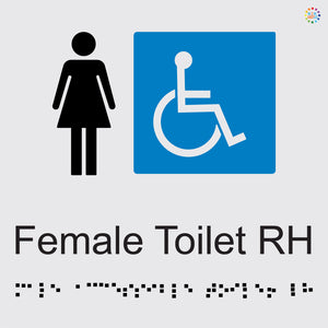 Female Accessible Toilet RH - Braille and Tactile Sign