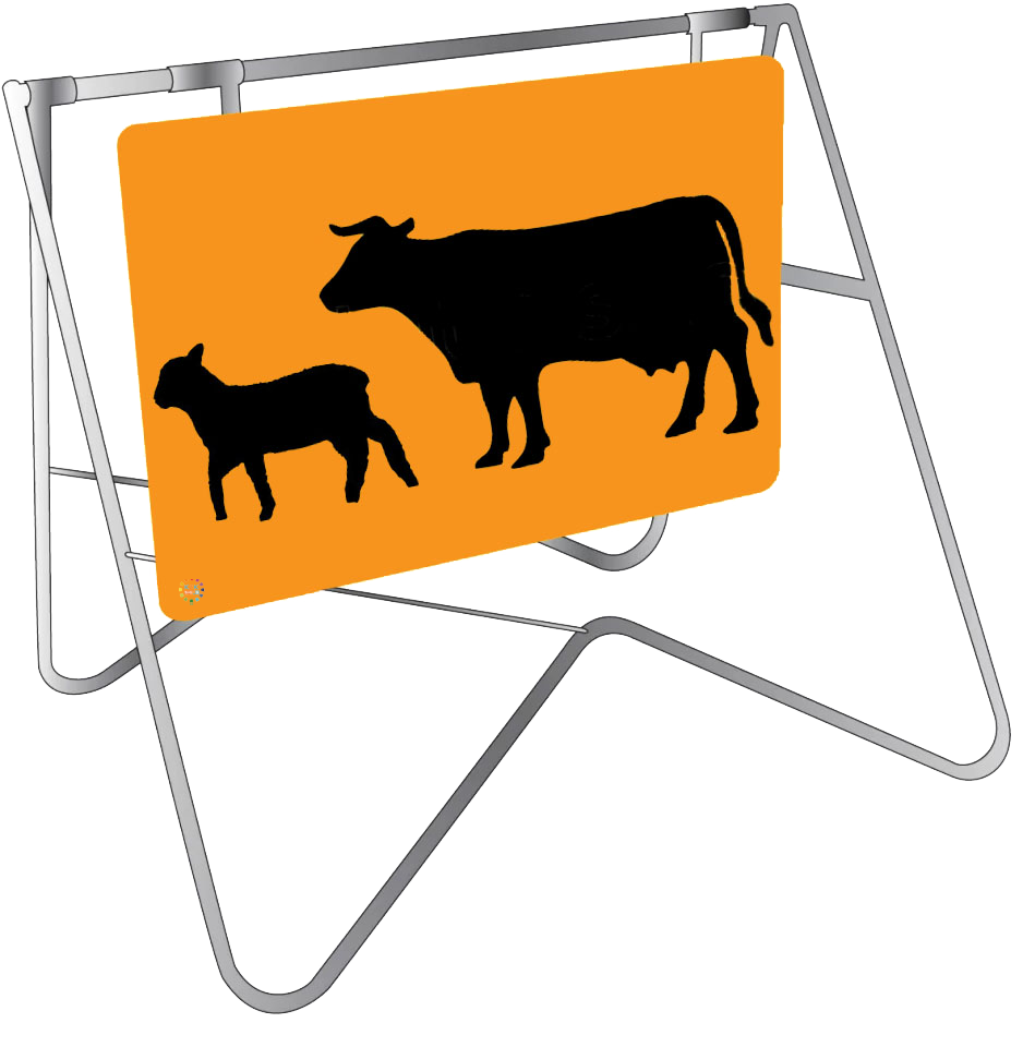 Cattle Ahead - Swing Stand & Sign