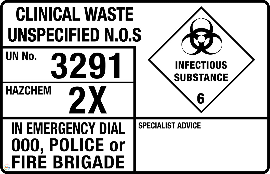 Clinical Waste Unspecified N.O.S Sign