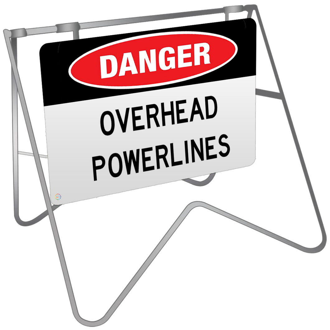 Danger Overhead Powerlines - Swing Stand & Sign