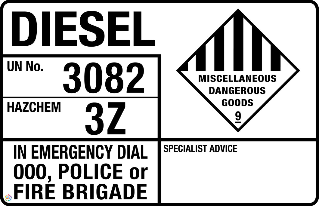 Diesel Miscellaneous Dangerous Goods Sign