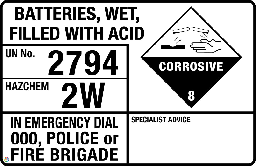 Batteries, Wet, Filled With Acid (Transport Panel/Sign)