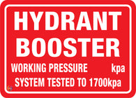 Hydrant Booster Working Pressure Sign