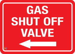 Gas Shut Off Valve Sign (Left Arrow)