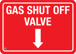 Gas Shut Off Valve Sign (Down Arrow)