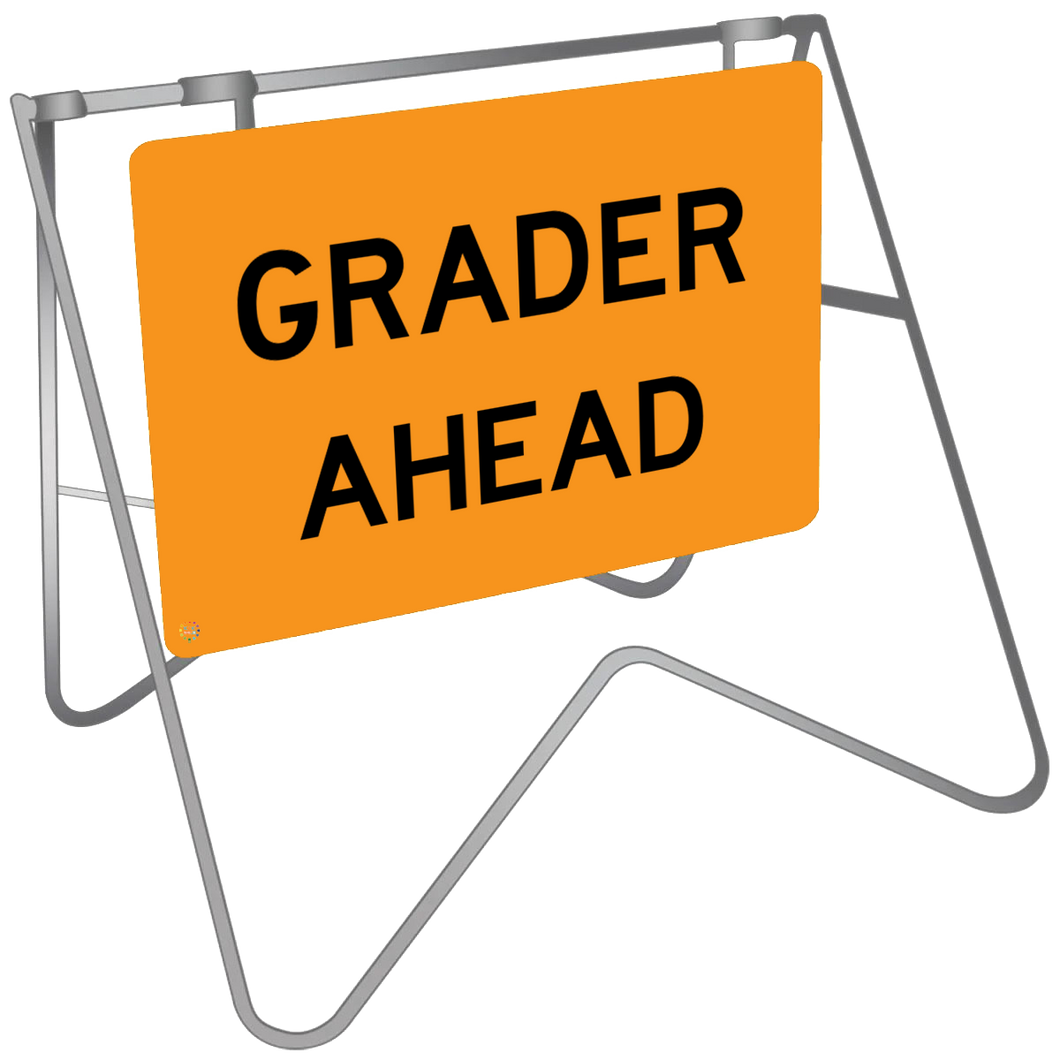 Grader Ahead - Swing Stand & Sign