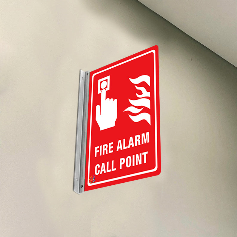 FIRE ALARM CALL POINT - DOUBLE SIDED OFF WALL SIGN