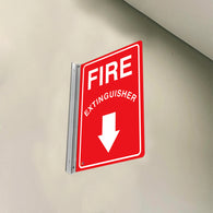 FIRE EXTINGUISHER (DOWN ARROW) - DOUBLE SIDED OFF WALL SIGN