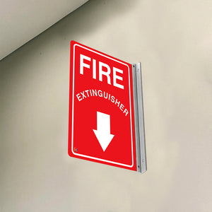 FIRE EXTINGUISHER (DOWN ARROW) - DOUBLE SIDED OFF WALL SIGN