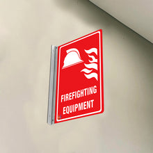 Load image into Gallery viewer, FIREFIGHTING EQUIPMENT - DOUBLE SIDED OFF WALL SIGN