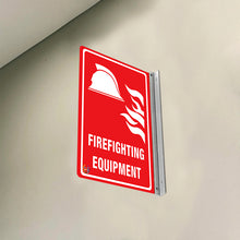 Load image into Gallery viewer, FIREFIGHTING EQUIPMENT - DOUBLE SIDED OFF WALL SIGN