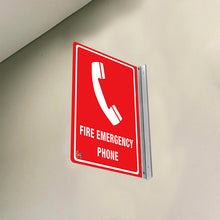 Load image into Gallery viewer, FIRE EMERGENCY PHONE - DOUBLE SIDED OFF WALL SIGN